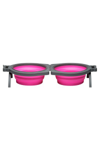 Loving Pets Bella Roma Travel Bowl Double Diner for Dogs Pink Medium (Pack of 1) (7989)