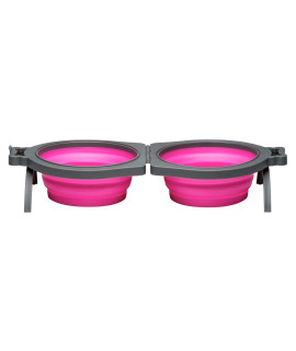 Loving Pets Bella Roma Travel Bowl Double Diner for Dogs Pink Medium (Pack of 1) (7989)