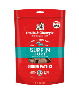 Stella & chewyAs Freeze Dried Raw Dinner Patties - grain Free Dog Food Protein Rich Surf AN Turf Salmon & Beef Recipe - 25 oz Bag