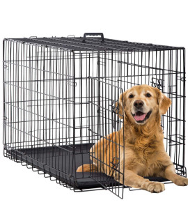 BestPet 36,42,48 Inch Dog Crates for Large Dogs Folding Mental Wire Crates Dog Kennels Outdoor and Indoor Pet Dog Cage Crate with Double-Door,Divider Panel, Removable Tray and Handle,42 Inch Dog Crate