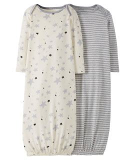 Moon and Back by Hanna Andersson Unisex Babies Organic cotton Long-Sleeve Sleeper gown, Pack of 2, grey, 0-3 Months