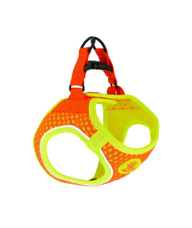 DOcOA Athletica Quick FIT Mesh Harness - No choke, custom-Fit & Perfect for Small and Medium Sized Dogs (Large, Orange)