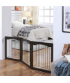 Sweet Barks Pet Gate Freestanding Folding Wood Frame Dog Gate for Stairs, (Espresso, 3 Panel)