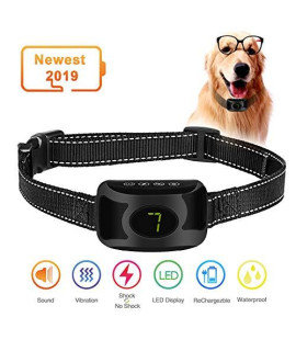 Smiler+ 2019 New Bark Collar, Dog No Bark Training Collar with Beep Vibration and Harmless Shock with 4 Adjustable Levels, Waterproof Rechargeable Anti Bark Device for Small,Medium,Large Dogs