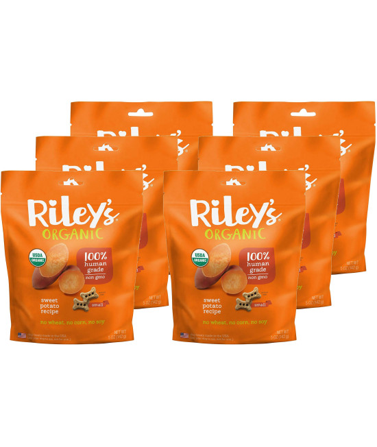 Riley's Organics Sweet Potato Small Bone Dog Treats 6 Pack 5 oz
