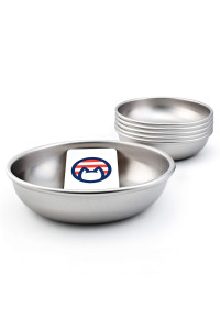 Americat Company Stainless Steel Cat Bowls - Made in The USA from U.S. Materials - Prevent Whisker Fatigue - Dishes for Cat Food and Water (Set of 6)