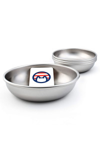 Americat Company Stainless Steel Cat Bowls - Made in The USA from U.S. Materials - Prevent Whisker Fatigue - Dishes for Cat Food and Water (Set of 4)