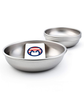 Americat Company Stainless Steel Cat Bowls - Made in The USA from U.S. Materials - Prevent Whisker Fatigue - Dishes for Cat Food and Water (Set of 4)