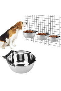 Stainless Steel Hanging Pet Bowls for Dogs Cats Puppies Food and Water Bowls Feeder Dish with Hook for Kennel Crate Cage(L)