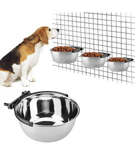 Stainless Steel Hanging Pet Bowls for Dogs Cats Puppies Food and Water Bowls Feeder Dish with Hook for Kennel Crate Cage(L)