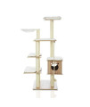 LAZY BUDDY 69?XXXL Modern Cat Tree Tower, Wood Cat Condo Stand, Large Cat Climber Playhouse Furniture w/6 Activity Level, Hammock, Sisal Rope, Removable& Washable Mats, Perch, for Kittens& Large Cats