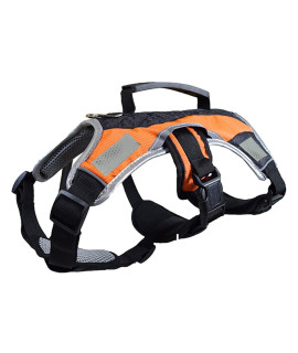 Peak Pooch - No-Pull Dog Harness - Padded, Mesh Fabric Dog Vest with Reflective Trim, Lifting Handles, Velcro and Buckle Straps - Hunter Reflective Orange Dog Harness - XL