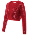 Belle Poque Womens Plus Size Bolero Steampunk crop Sequin Shrugs Sparkly Shrug for christmas (Red,XXL)