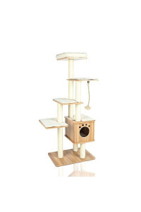 LAZY BUDDY 67? Wooden Cat Tree, [New Arrival] Modern Cat Tower, 5 Levels for Cat's Activity, Cat Furniture with Removable and Washable Mats for Kittens, Large Cats and Pets (Medium)