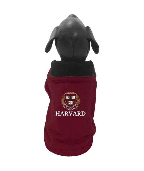 All Star Dogs NCAA Harvard Crimson University Double Polar Fleece Dog Coat, XS, Crimson