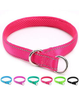 Mycicy Reflective Slip Collar, Soft Nylon Training Choke Collar For Dogs In Pink 22, Wide 1