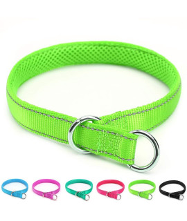 Mycicy Reflective Slip Collar, Soft Nylon Training Choke Collar For Dogs In Green 22, Wide 1