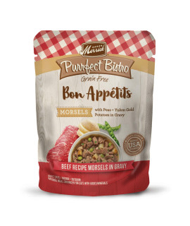 Merrick Purrfect Bistro Bon Appetits grain Free Wet cat Food Beef Recipe Morsels in gravy - (24) 3 oz Pouches