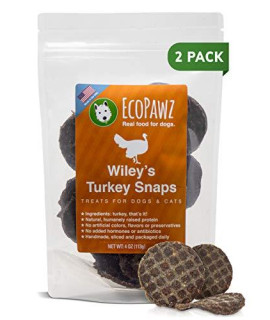 EcoPawz Wiley's Turkey Snaps Pet Treats | Grain Free Dog Treats Made in USA | All Natural Pet Treats for Dogs | Natural Healthy Dog Treats