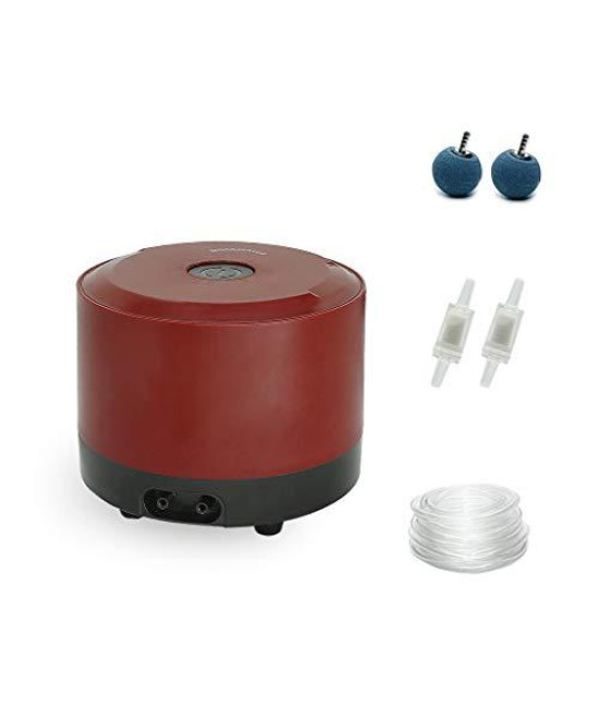 boxtech Aquarium Air Pump for 1-30 Gallon Tank with Accessories Air Stones Silicone Tube Check Valves (3.8 Watt, 2 Outlet)