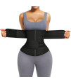 Feelingirl Sauna Waist Trainer For Women Long Torso Plus Size Sweating Belts Zipper Bones Workout Trimmer Neoprene Exercise Black M