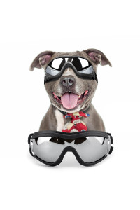 NAMSAN Dog Goggles Medium to Large Dog UV Sunglasses Windproof Anti-Dust Antifog Pet Dog Glasses Outdoor Protection, Medium Size Dogs Sunglasses with Elastic Straps, Black