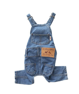Dog Denim Jumpsuit costumes cat Pet Jean Overalls clothes for Yorkie Bulldog (XL(Bust 181A Back 145A), Blue)