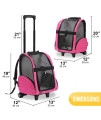 KOPEKS Deluxe Backpack Pet Travel Carrier with Double Wheels - Heather Pink - Approved by Most Airlines