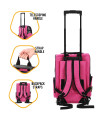 KOPEKS Deluxe Backpack Pet Travel Carrier with Double Wheels - Heather Pink - Approved by Most Airlines