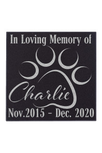 CustomizationMill Pet Memorial Stone Personalized - Granite Dog Grave Marker | 6 x 6 | Sympathy Poem, Loss of Pet Gifts, Indoor - Outdoor Pet Headstone - in Loving Memory Grave Marker
