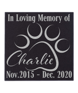 CustomizationMill Pet Memorial Stone Personalized - Granite Dog Grave Marker | 6 x 6 | Sympathy Poem, Loss of Pet Gifts, Indoor - Outdoor Pet Headstone - in Loving Memory Grave Marker