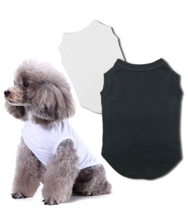 Dog Shirts Clothes, Chol&Vivi Dog Clothes T Shirt Vest Soft and Thin, 2pcs Blank Shirts Clothes Fit for Extra Small Medium Large Extra Large Size Dog Puppy, Large Plus Size, Black and White