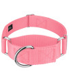 country Brook Petz - Vibrant 15 color Selection - Martingale Heavyduty Nylon Dog collar (Medium, 1 12 Inch Wide, Pink)