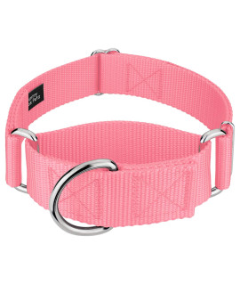 country Brook Petz - Vibrant 15 color Selection - Martingale Heavyduty Nylon Dog collar (Medium, 1 12 Inch Wide, Pink)