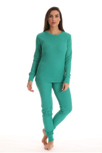 Just Love Womens Thermal Underwear Pajamas Set 95862-TAL-2X Teal