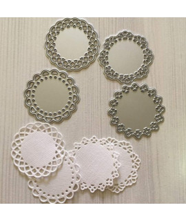 Metal Die Cuts Set Include 4 Different Patterns Round Lace Flower Border Cutting Dies Cut Stencils For Scrapbooking Photo Album Decorative Embossing Paper Dies For Card Making Template (Silver)
