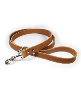 Premium Thick Leather Dog Leash (Light Brown)