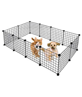 callm Metal Pet Playpen Dog Kennel Pets Fence Exercise Cage 12 Panels, Upgrade Customizable Animal Fence, Wire Pen Fence for Small Animals, Bunnies, Rabbits, Guinea Pigs, Includes Wood Hammer