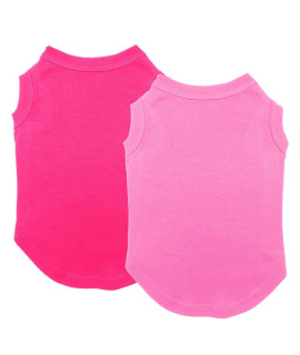 Dog Clothes Shirts, Chol&Vivi Plain Dog T Shirt Clothes Vest Soft and Thin, 2pcs Blank Shirts Clothes Fit for Extra Small Medium Large Extra Large Size Dog Puppy, Small Size, Pink and Rose Red