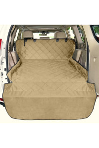 F-Color Suv Cargo Liner For Dogs, Water Resistant Pet Cargo Cover Dog Seat Cover Mat For Suvs Sedans Vans With Bumper Flap Protector, Non-Slip, Large Size Universal Fit, Khaki