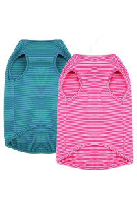 WEONE Dog Summer T-Shirts Striped cotton Vest,Pet Breathable Soft Basic clothes for Small Medium Larg Boy girl Dogs,XS