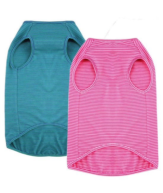 WEONE Dog Summer T-Shirts Striped cotton Vest,Pet Breathable Soft Basic clothes for Small Medium Larg Boy girl Dogs,XS