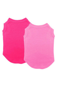 Shirts for Dog, Chol&Vivi Plain Dog T Shirt Vest Clothes Soft and Thin, 2pcs Blank Shirts Clothes Fit for Extra Small Medium Large Extra Large Size Dog Puppy, Medium Size, Pink and Rose Red