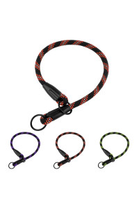 BronzeDog Rope choke Dog collar Braided Slip Lead collars for Dogs Small Medium Large Puppy (S - 177 Long, Orange)