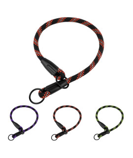 BronzeDog Rope choke Dog collar Braided Slip Lead collars for Dogs Small Medium Large Puppy (S - 177 Long, Orange)