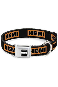 Dog Collar Seatbelt Buckle Hemi Bold Black Orange White Black 18 to 32 Inches 1.5 Inch Wide