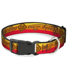 Buckle-Down Cat Collar Breakaway Scooby Doo Script Sd Icon Stripe Yellow Orange Red Brown 8 to 12 Inches 0.5 Inch Wide
