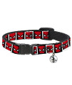 Cat Collar Breakaway Spider Man Face Black White Blocks 8 to 12 Inches 0.5 Inch Wide