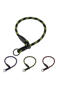 BronzeDog Rope choke Dog collar Braided Slip Lead collars for Dogs Small Medium Large Puppy (L - 217 Long, green)