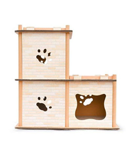 Zcp Diy Cat House Cats Claw Toy Cat Scratch Board Cat Climbing Frame Corrugated Paper 2 Floors